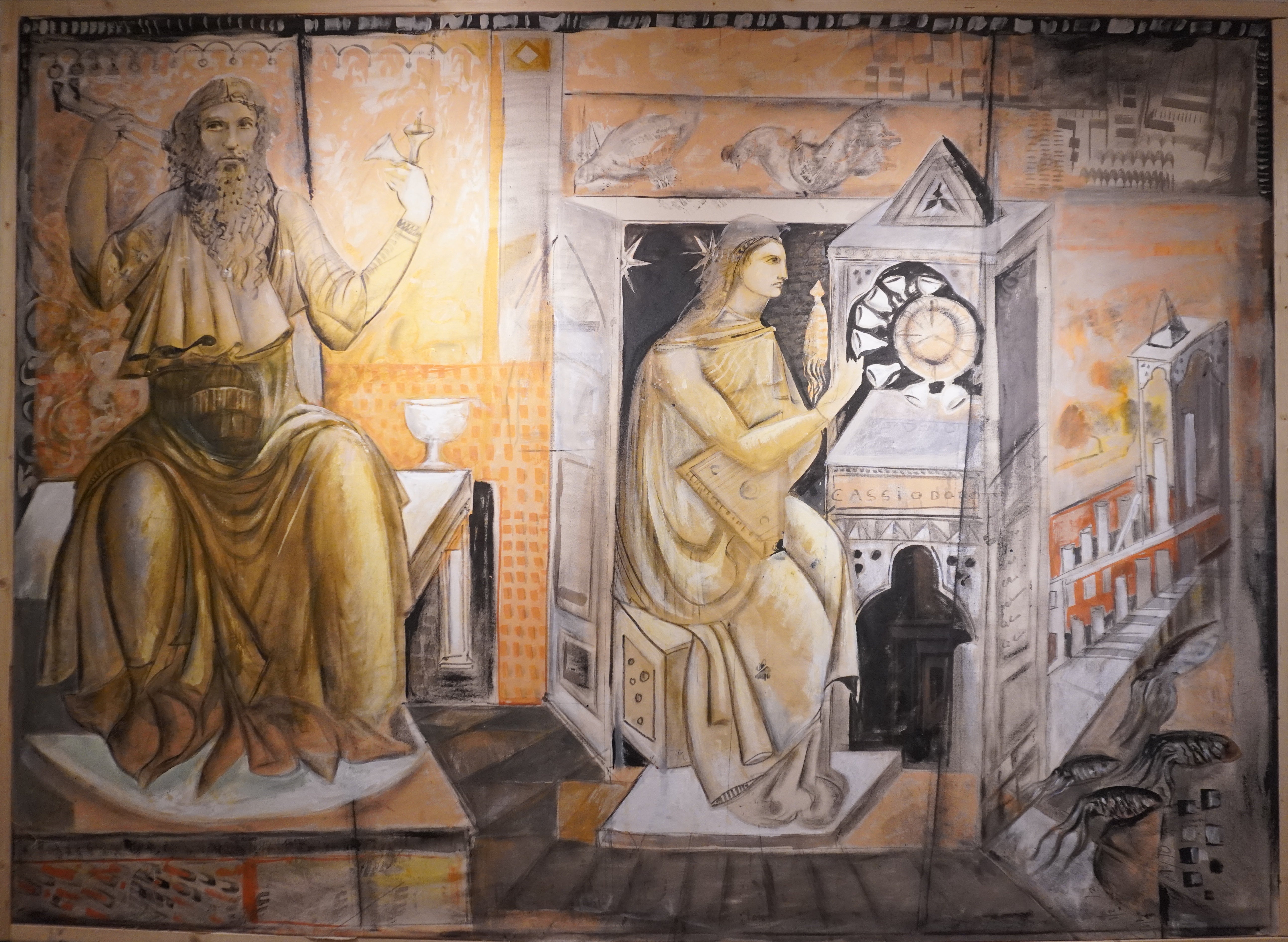 Pitagora e Cassiodoro Olio Su Tela