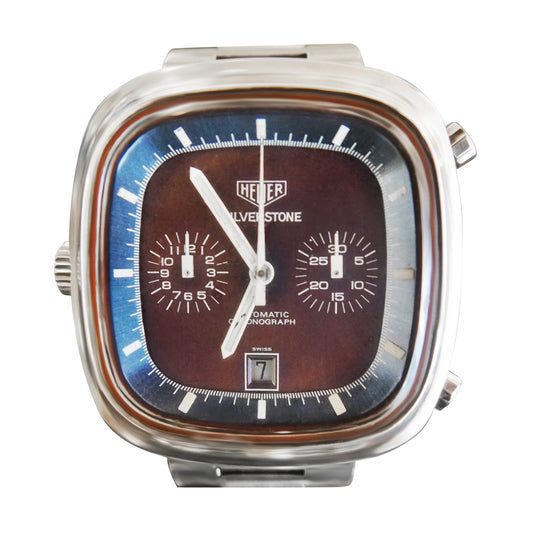 Heuer Silverstone Chronograph Rare Tropical Aubergine Dial