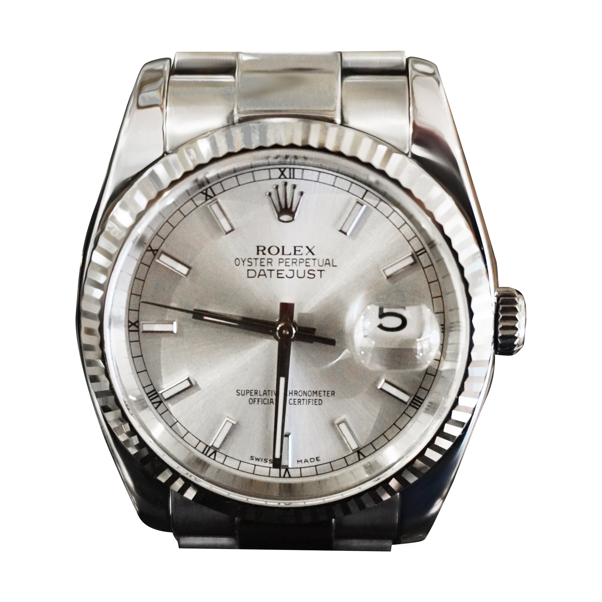 Rolex Datejust 36mm ss with white gold bezel
